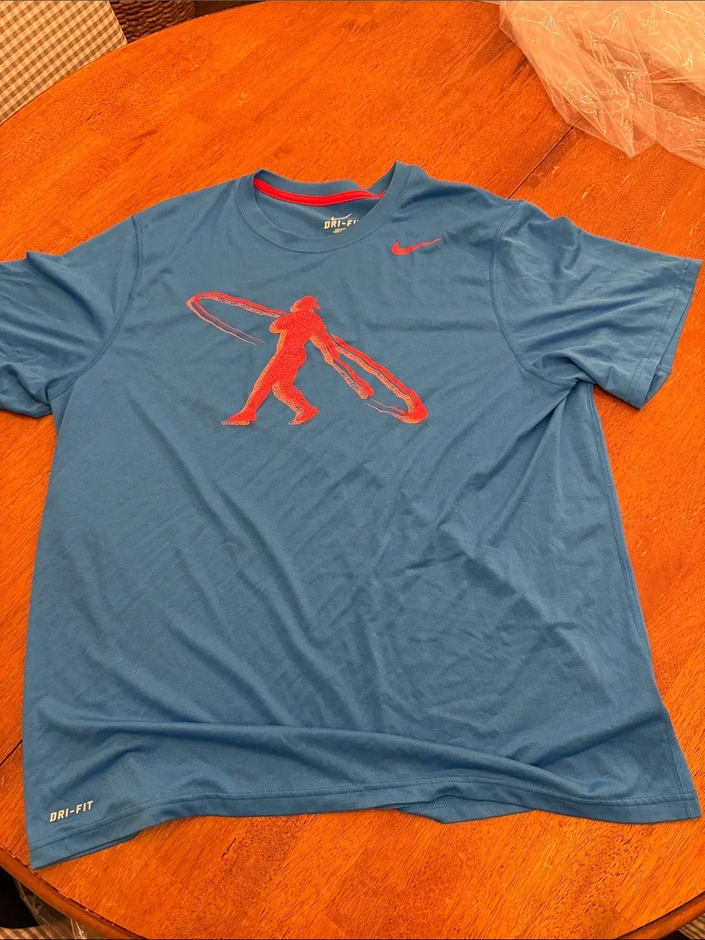 Nike Blue Short-Sleeve Dri-FIT Tee with Red Graphic
